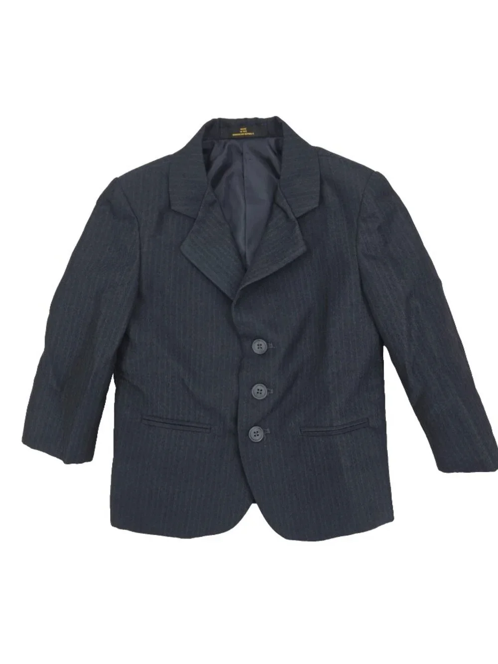 Van Heusen Suit Jacket Toddler Boys 4T Navy Blue Pinstriped 3 Buttons Formal